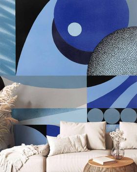 Papel pintado panorámico abstracción 4, azul 150 x 250cm