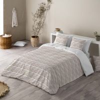 sandal - funda nordica estampada cama 180 - algodon extrasuave - incluye  1 o 2 fundas de almohada - rayas dgrade canela