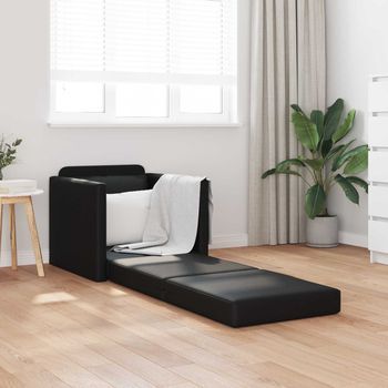 Vidaxl Sofá Cama Negro 74 X 77 X 81 Cm Cuero Artificial
