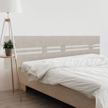 Dhome Cabecero Espigas Beige 200cm Dual Horizontal Estilo Ancho Madera Reciclada Dm Herrajes Incluidos (200cm Dual Horizontal Ancho, Espigas Beige)