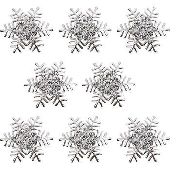 Servilleteros Navideños Con Forma De Copo De Nieve, Brillantes Y Plateados, Ideales Para Decorar La Mesa.