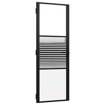 Puerta De Vidrio Rayado Negro 76 X 3,5 X 201,5 Cm Aluminio Vidaxl