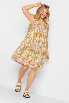 Yours Vestido Sin Mangas Naranja Tropical, Mujer Curvy Y Tallas Grandes, Yours