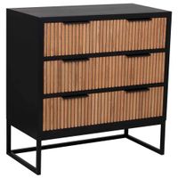 comoda de 3 cajones madera y metal 80x395x81