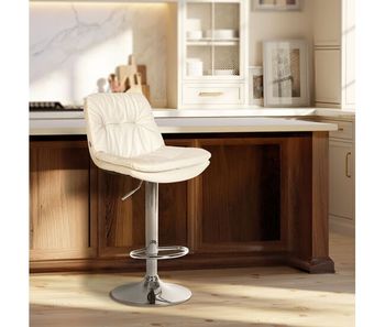 Taburete de bar laurel en polipiel simil cuero blanco 54x46x92 cm