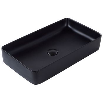 Lavabo Sobre Encimera Baño Clásico Cerámica Negro Acabado Mate Rectangular 61 X 35 Cm Ulua