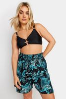 yours pantalon corto negro tropical mujer curvy y tallas grandes yours