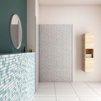 aica panel angular de pared para ducha en aluminio color de hormigon gris 90x90x210cm revestimiento de paredes