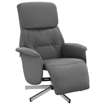 Sillón Reclinable Con Reposapiés Tela Gris Oscuro