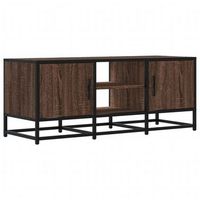 mueble tv metal y madera ingenieria marron roble 100x35x41 cm vidaxl