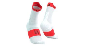 Compressport pro racing v4 0 run high socks blanco rojo