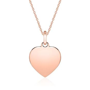 Cadena grabable corazón de oro rosa 14 quilates
