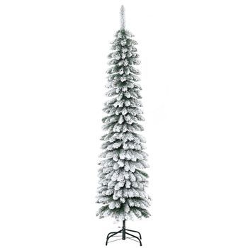 Árbol De Navidad Estrecho Nevado 180 Cm, Verde/blanco