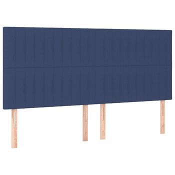 Pack 4 Uds Cabeceros Cama | Panel De Cabeceras De Tela Azul 100x5x78/88 Cm