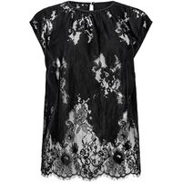 lisca blusa camiseta de encaje manga corta delicate para mujer