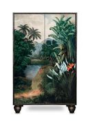 armario aparador de mdf estampado tropical sobre fondo negro