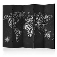 biombo - retro continents black ii 225x172 cm