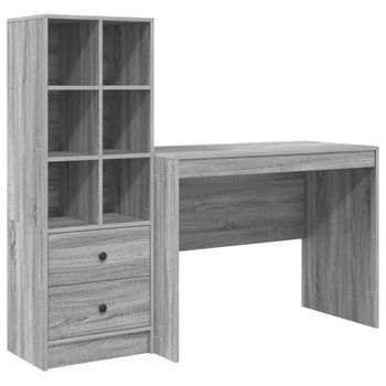 Escritorio Con Cajón 2 Pcs Gris Sonoma Vidaxl