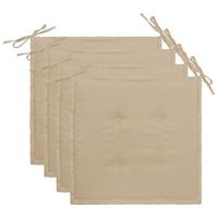 juego de 4 cojines para sillas de jardin 100 poliester impermeable beige 40x40x3 cm dec021724