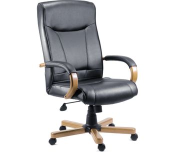 TEKNIK 85 Series 8512HLW Bonded-leather Reclining Executive Chair - Kingston Black & Oak, Black