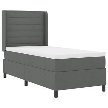 Cama Box Spring Led Con Colchón Gris Oscuro 90 X 200 Cm Tela Vidaxl