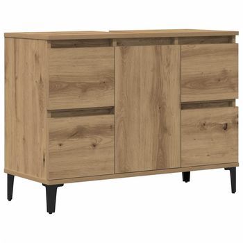 Mueble De Lavabo Madera Ingeniería Roble Artisan 80x33x60 Cm Vidaxl