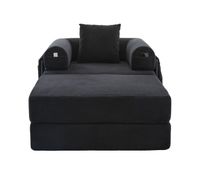 sofa cama individual 1 plaza - diseno ergonomico marco de metal estable cojin incluido - negro