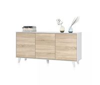 aparador con gran espacio de almacenamiento en blanco brillo y roble canadian 154 cm niva blanco brillo - roble canadian 154 x 75 x 41 cm