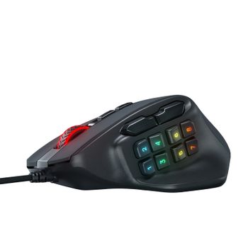 Ratón Redragon 811 Aatrox MMO, 12400 DPI, 15 Teclas Personalizables, 8 Botones Laterales, Retroiluminación RGB, Ratón Ergonómico para Juegos