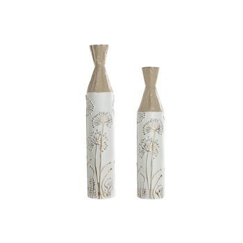 Jarron Set 2 Metal 13,5x13,5x71 13,5x61 Beige