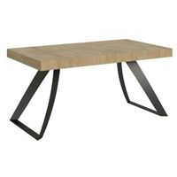 mesa extensible con patas curvadas de acero antracita volta-color natural-alargaderas -ancho extensible