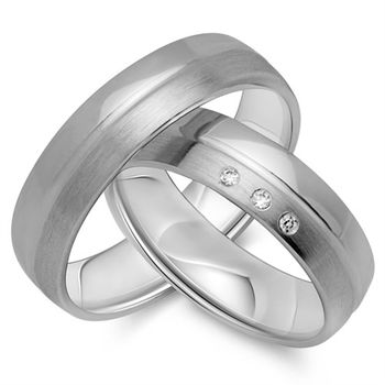 Alianzas 14 quilates oro blanco 3 diamantes