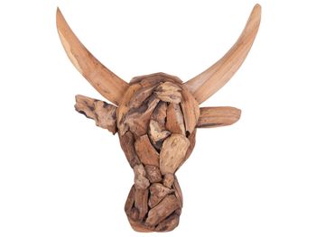 Figura de pared toro madera 34 cm marrón