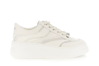 zapatillas de piel revestida y malla off white 41