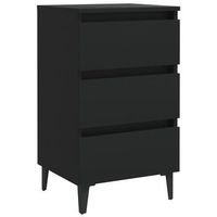 mesita de noche 35x40x69 cm madera y metal trabajados - negro