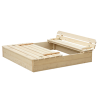 arenero de madera con tapa plegable y banco - 118 x 122 x 20 de altura arenero con tapa arenero para ninos parque infantil de madera - timbela m051-1