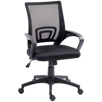 HOMCOM Silla de Oficina de Malla Giratoria con Altura Ajustable Función de Basculante y Reposabrazos Negro   Aosom España