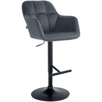 taburete de bar natoma en terciopelo gris oscuro 59x57x97 cm clp