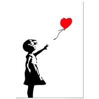 panorama cuadro de aluminio nina con el globo banksy 70x100 cm