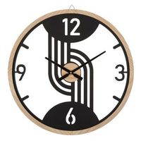 reloj de pared redondo de metal marron y madera o 60x25 cm