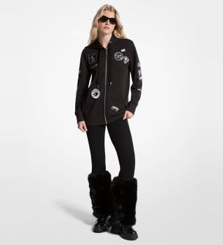 Michael Kors para mujer. MF551WQ4MY Sudadera de algodón de rizo negro (M), Casual, Algodón Orgánico, Sostenible