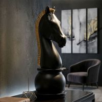 caballo de ajedrez en resina negra cm o cm 185x50