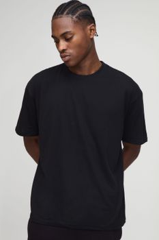 Basic Oversized Crew Neck T-Shirt, Negro