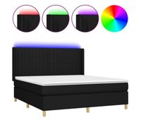 cama box spring colchon y luces led tela negro 180x200 cm rayas verticales