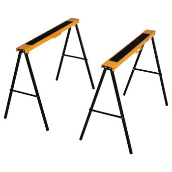 HOMCOM Set de 2 Caballetes Plegables de Metal Antideslizantes, Carga Máxima 125 kg, Naranja y Negro   Aosom España