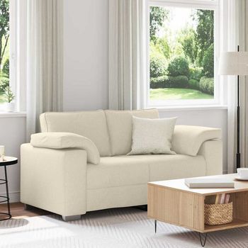 Vidaxl Sofá De 2 Plazas Beige 160 Cm Tejido Mezcla De Lino