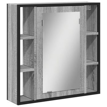 Armario Con Espejo De Baño | Mueble Baño Madera Gris Sonoma 60x16x60 Cm