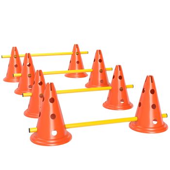 PawHut Juego de Agilidad para Perros Vallas de Obstáculos de Entrenamiento de Coordinación 8 Conos 8 Barras Bolsa