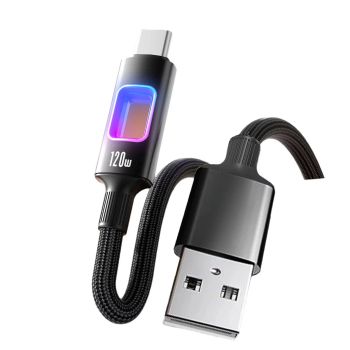 Cable 6A PD120W USB-A a USB-C con luz LED RGB hueca,soporte para carga rápida PD,transmisión de datos,núcleo de cobre es