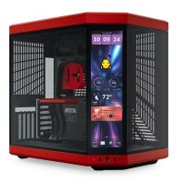 hyte y70 touch infinite mid tower eatx con pantalla doble cristal templado usb-c roja